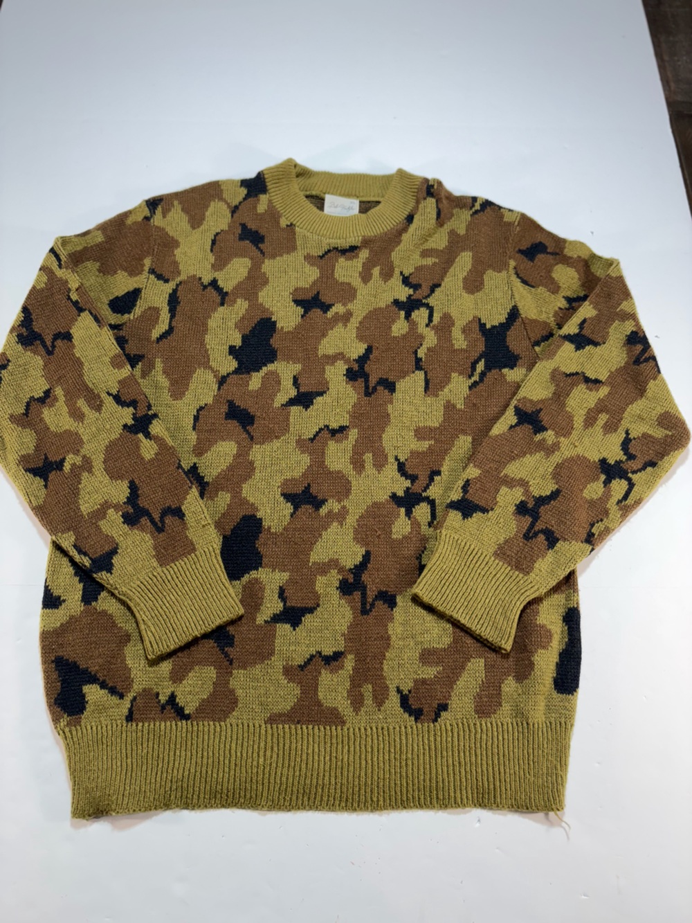 VTG Bob Fratzke Winona Knitting Mills Camo Sweater XL Duck Hunter